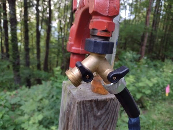 Always take a valve like this or a hose with a sprayer to hook to the hose bib