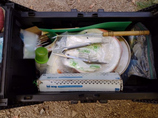 Supplies and pots / pans
in the bottom of the camping box