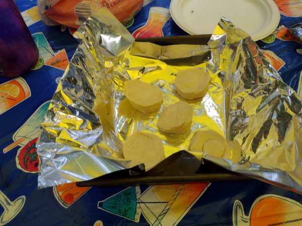 Biscuits getting ready to go in the oven