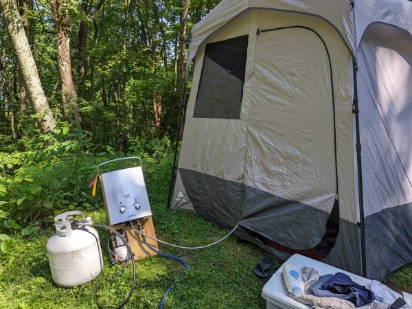 Shower setup - definitely a luxury to have a shower